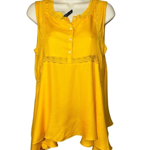 Womens Yellow Bohemian Handkerchief Blouse Size M Top u - Picture 1 of 9